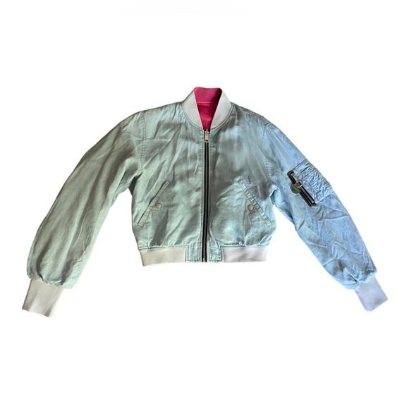 Diesel De Bruce Womens Bomber Jacket Reversible Coat Pink - Picture 4 of 15